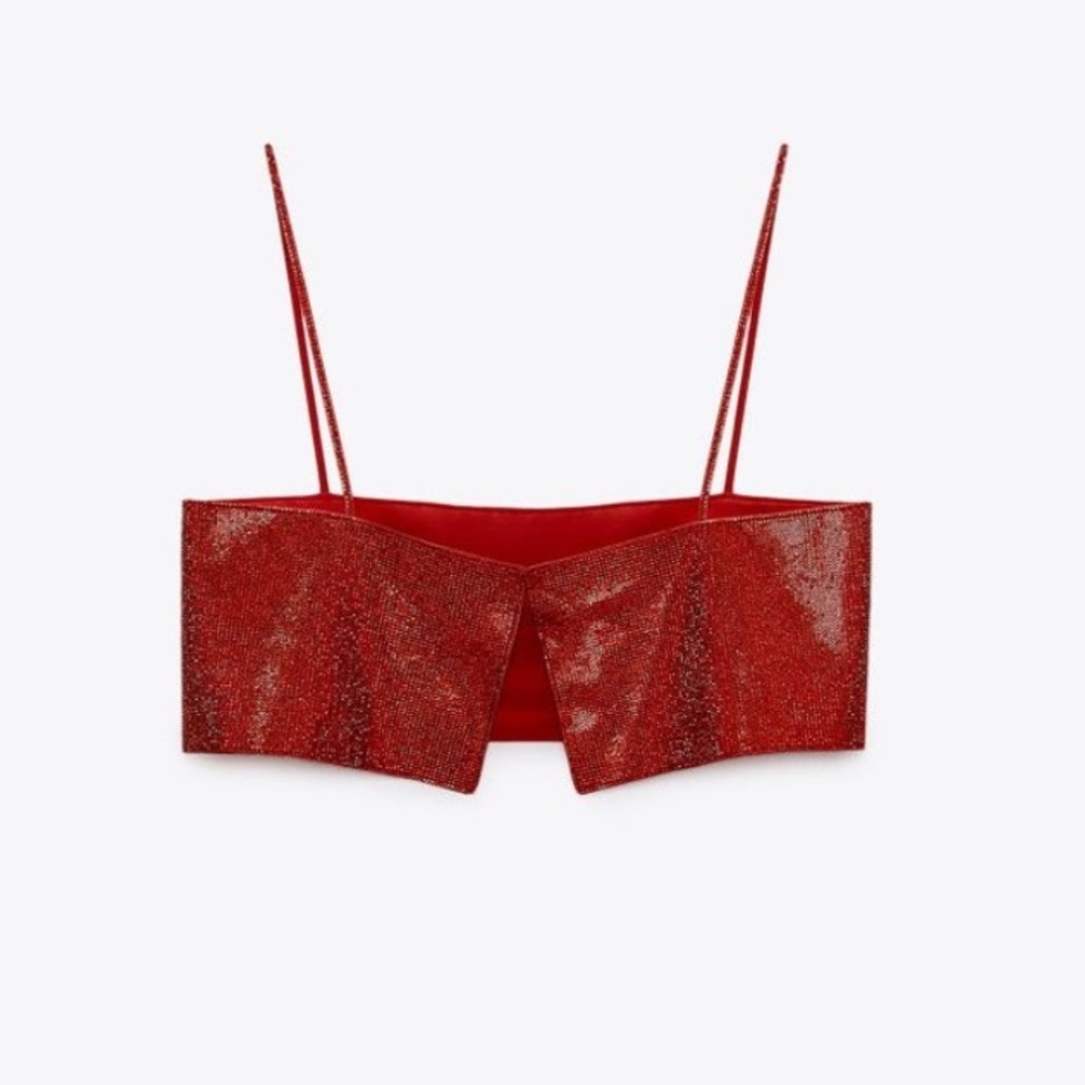 Zara shimmery red rhinestones top - Picture 12 of 14